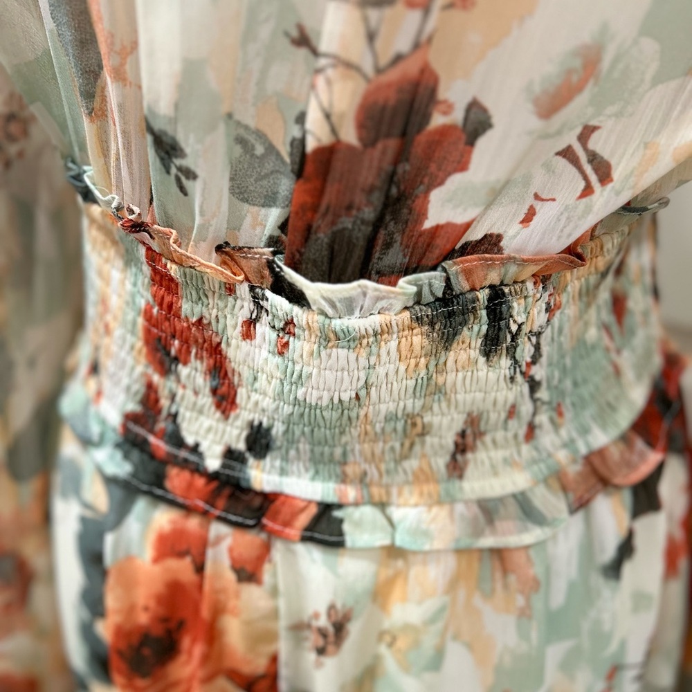 Orange and Green Long Sleeve Sundress - Picture 5 of 12